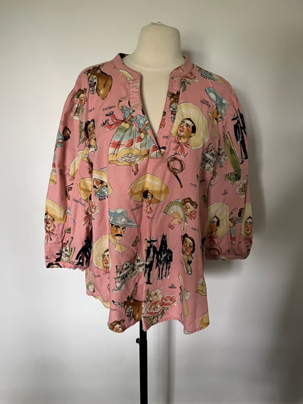 Ivy Jane Spanish-Inspired V-Neck Graphic Pullover Top XL
